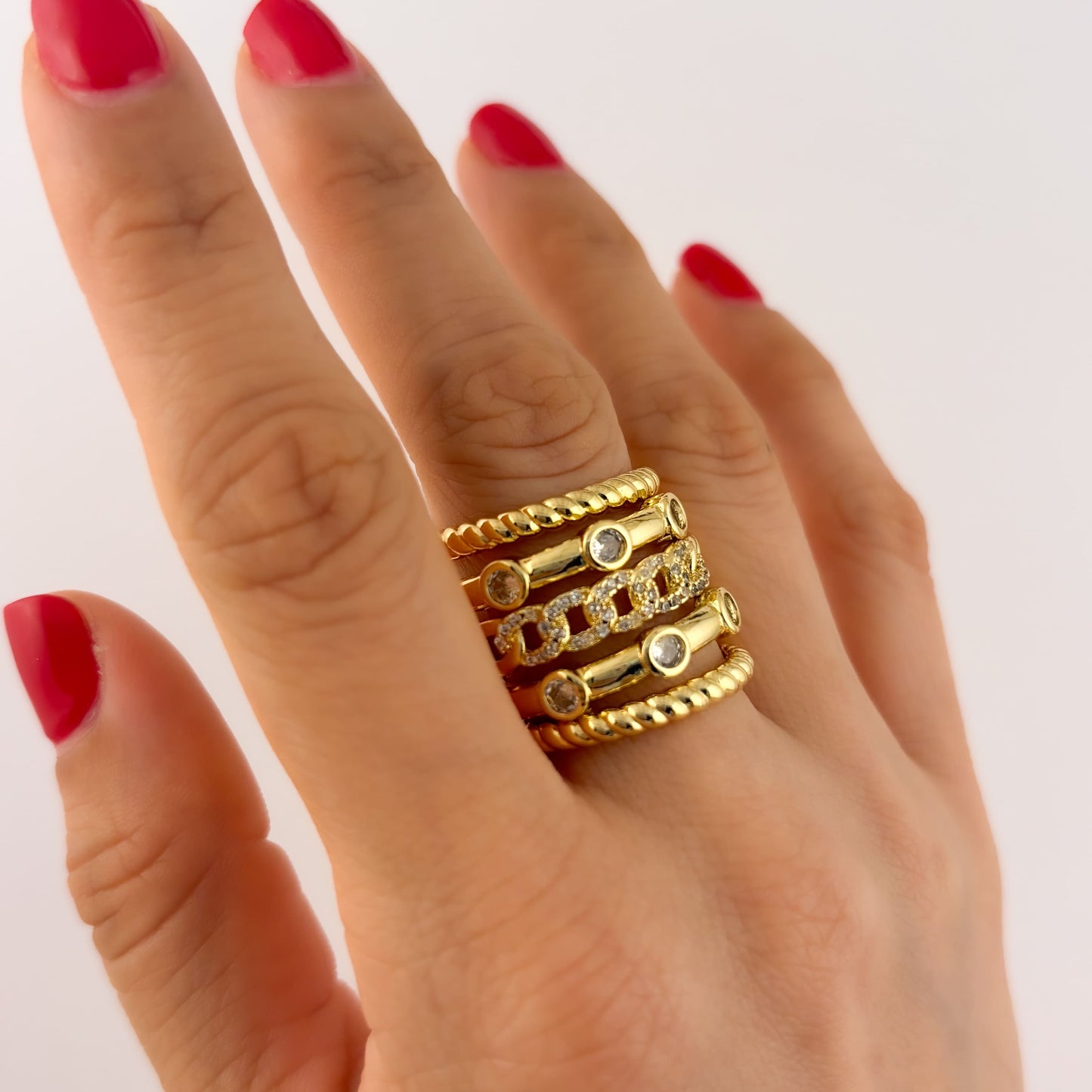 Anillo multi 5 anillos en uno chapa de oro premium