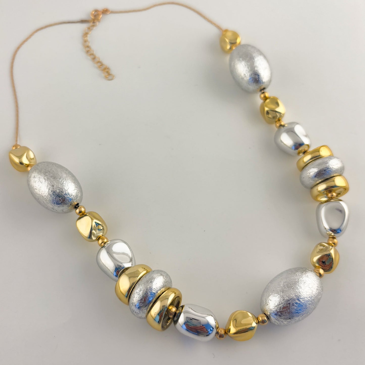 Collar chapa de oro bicolor piedra mate grande
