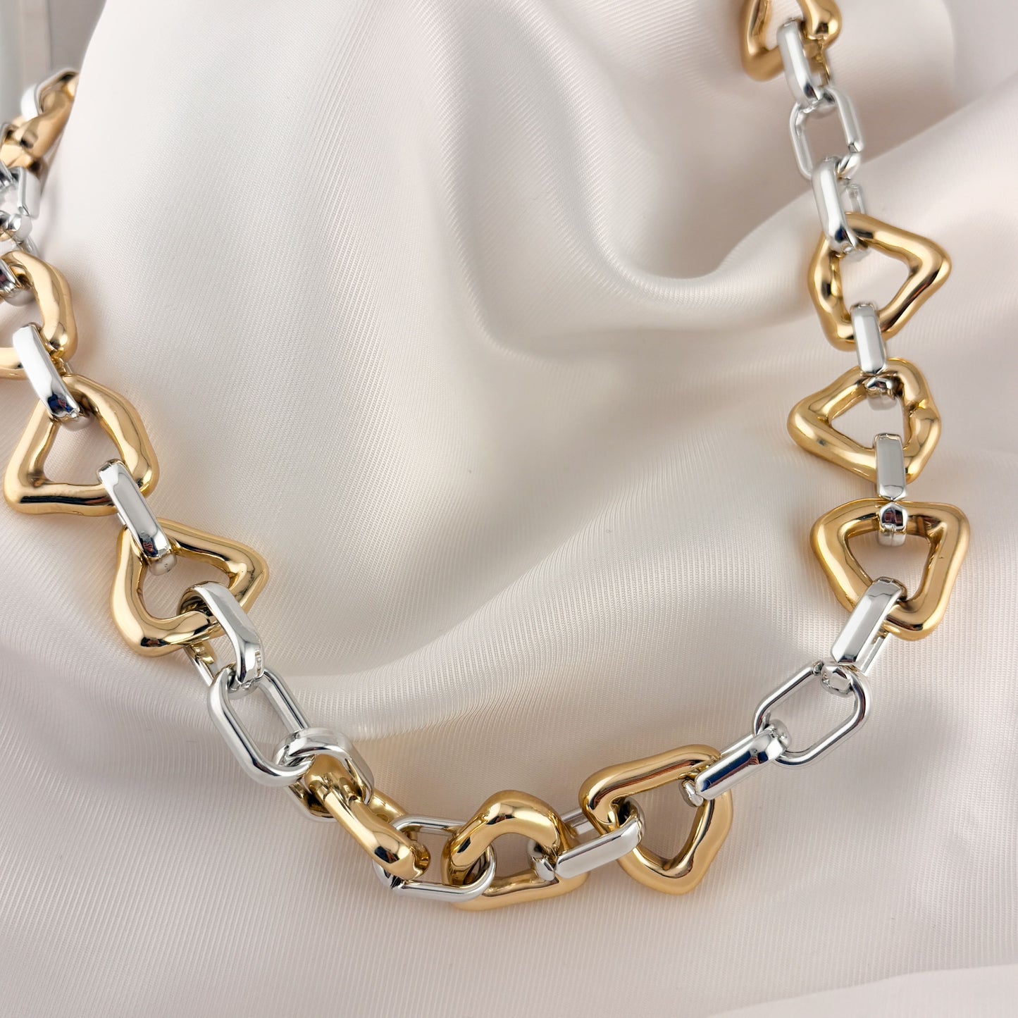 Collar largo bicolor chapa de oro diferentes modelos