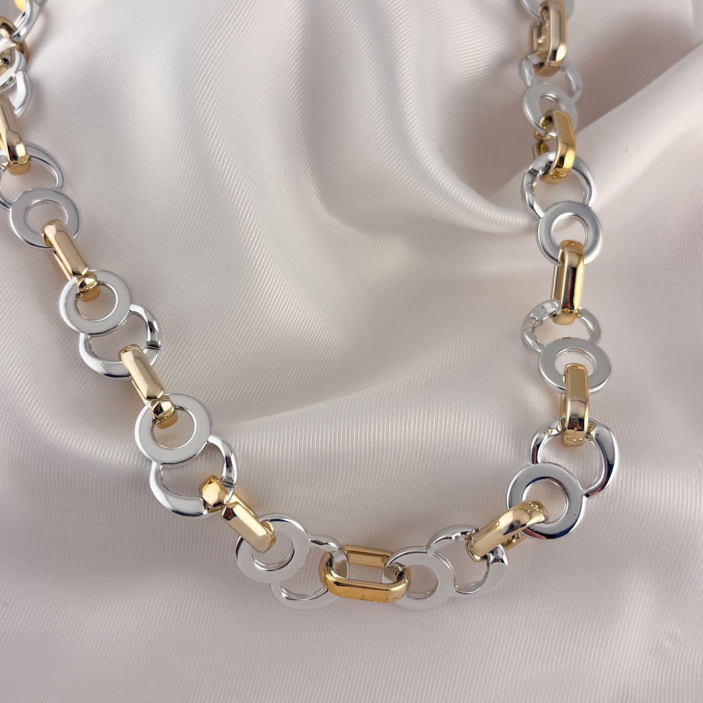 Collar largo bicolor chapa de oro diferentes modelos