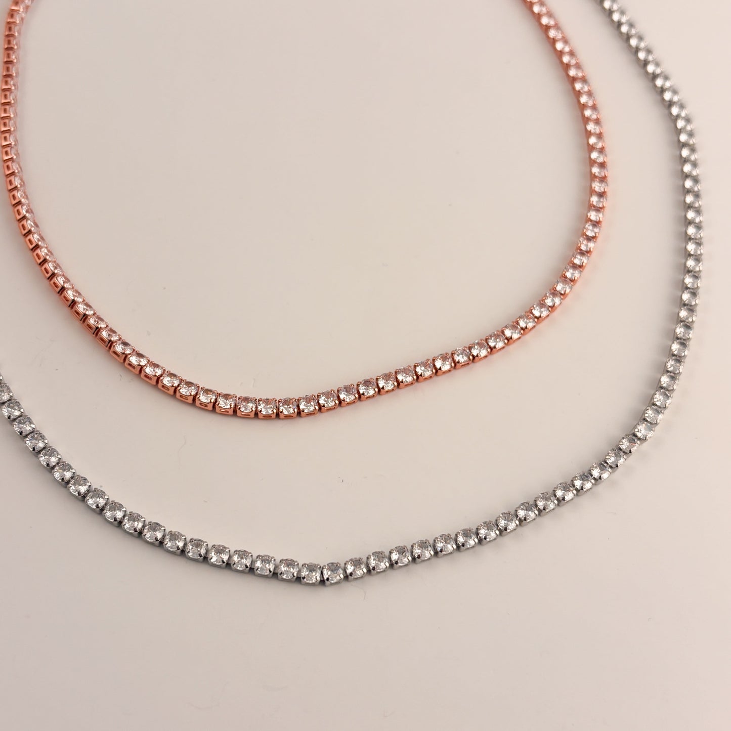 Gargantilla choker tennis fila de zirconias chapa de oro