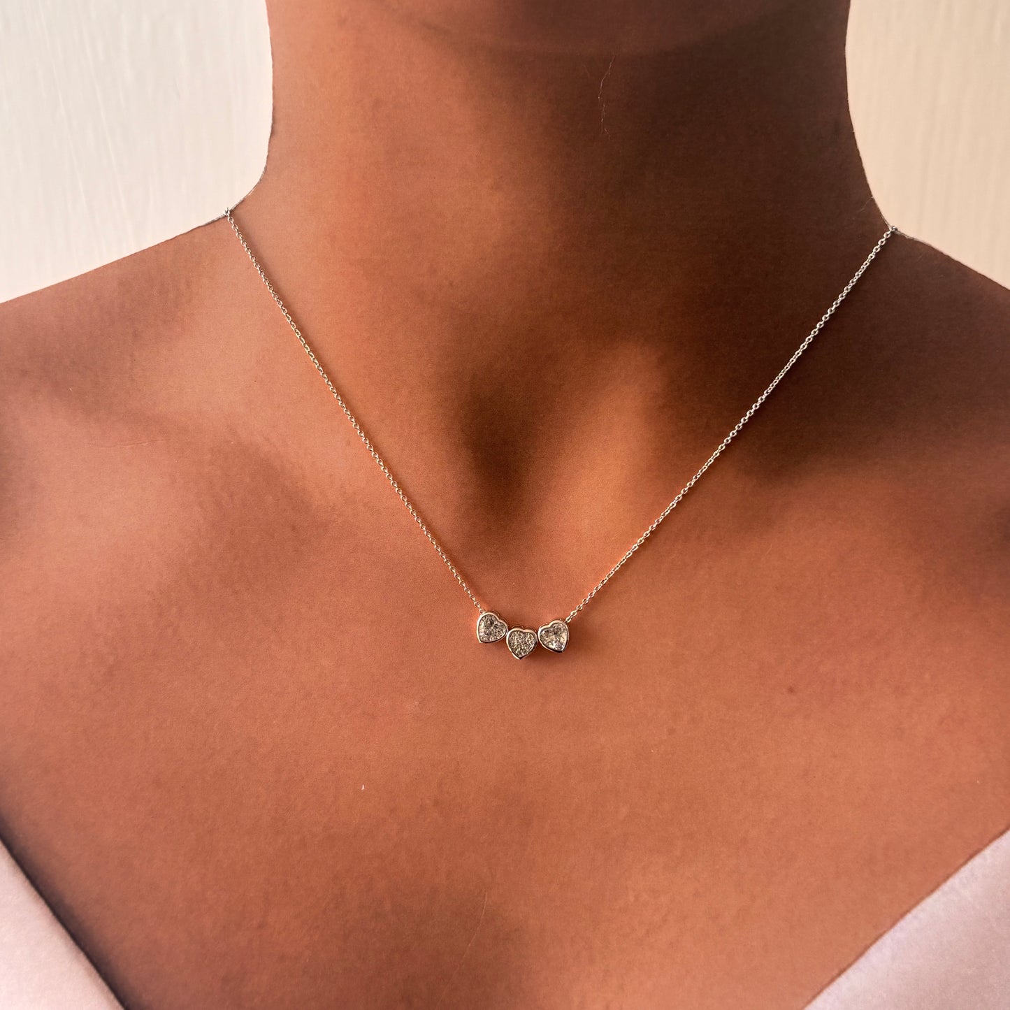 Collar corazones zirconias chapa de oro premium