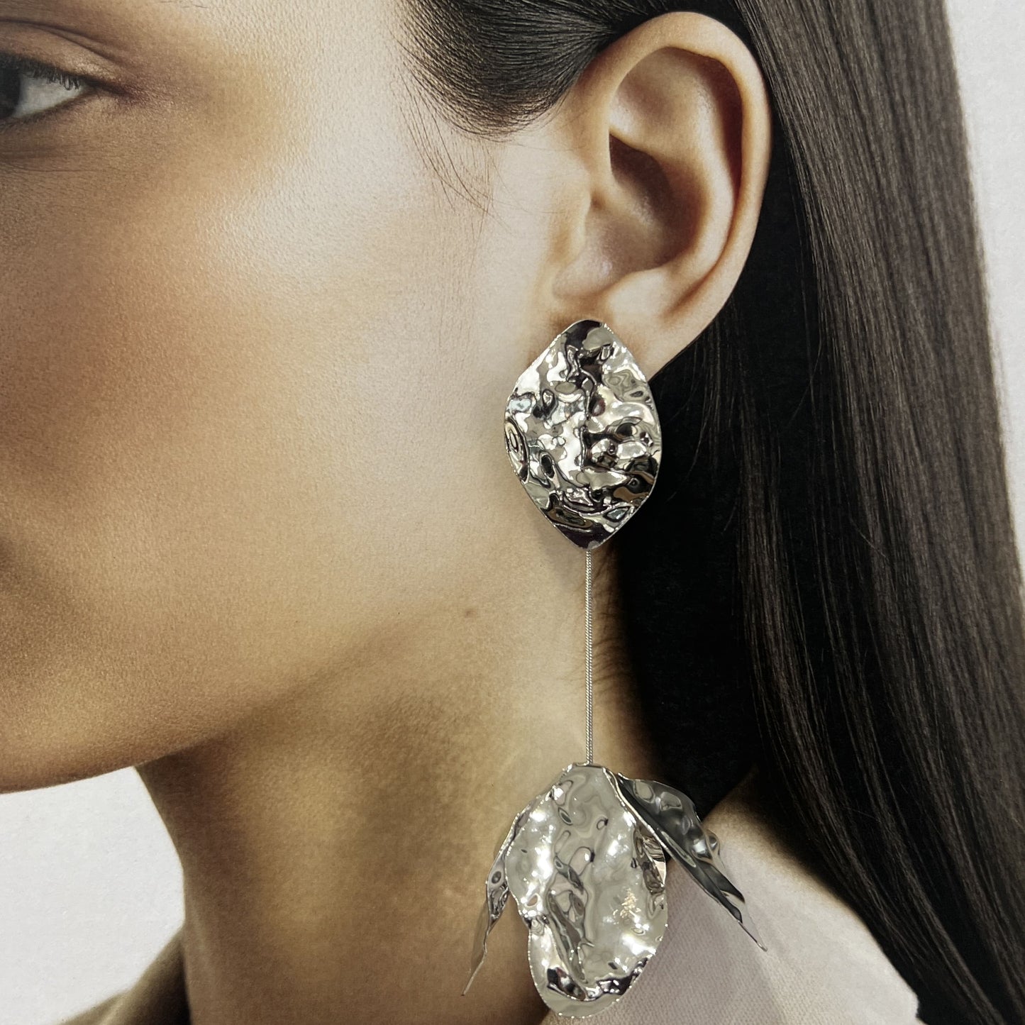 Arete de rosa maxi colgante