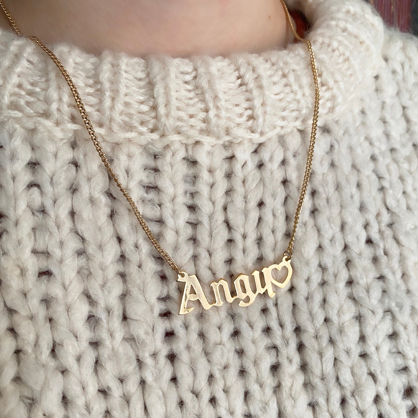 Collar personalizado de nombre en chapa de oro cadena de acero inoxidable ¡Elige el tipo de letra!