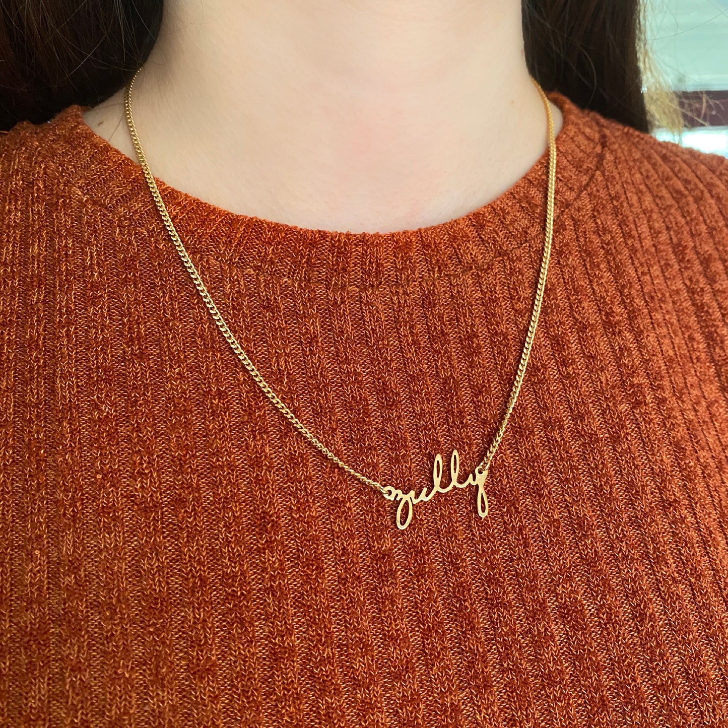 Collar personalizado de nombre en chapa de oro cadena de acero inoxidable ¡Elige el tipo de letra!