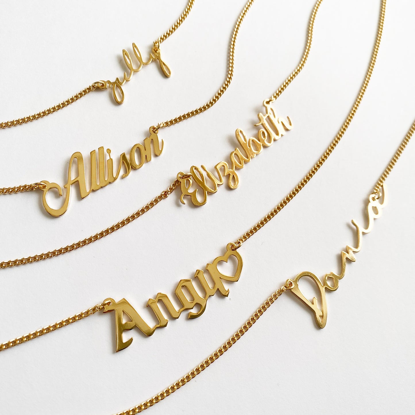 Collar personalizado de nombre en chapa de oro cadena de acero inoxidable ¡Elige el tipo de letra!