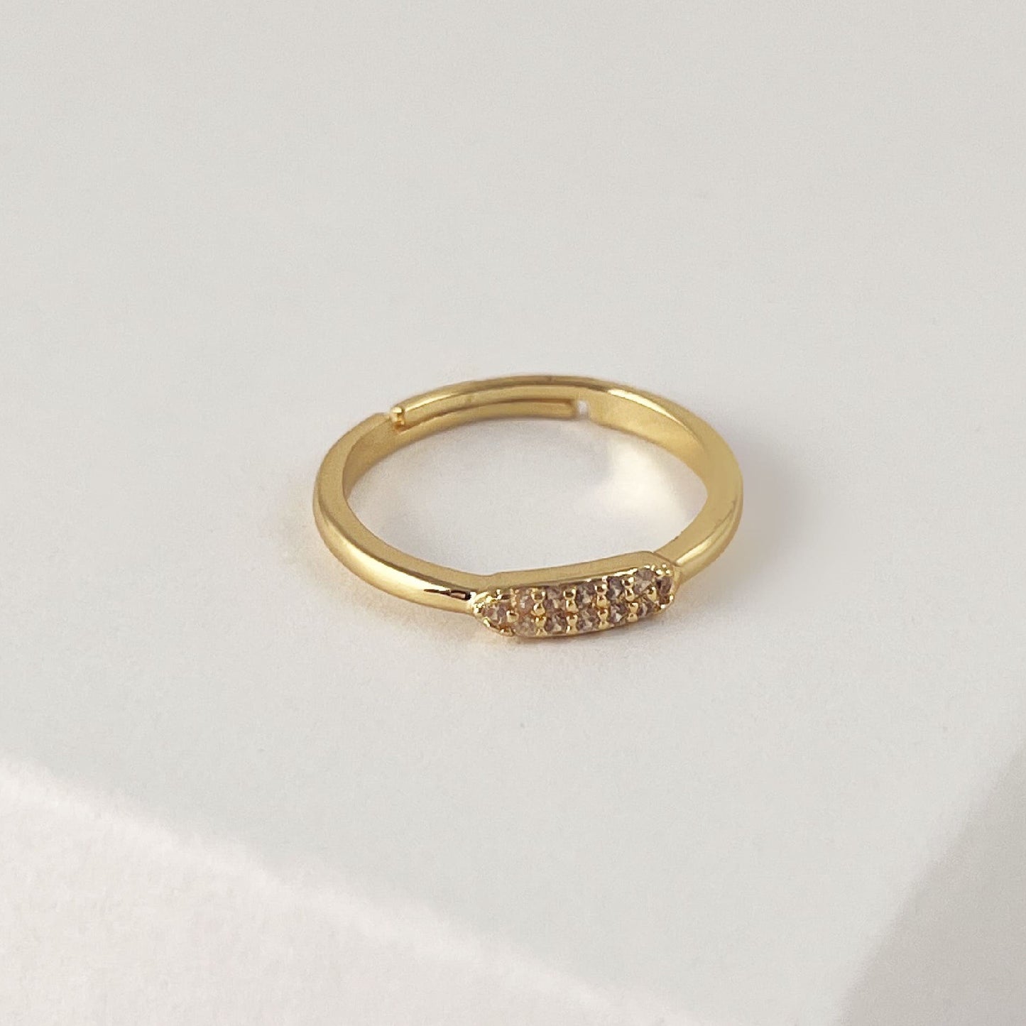 Anillos delgados ajustables chapa de oro con cristales ¡Elige el tuyo!