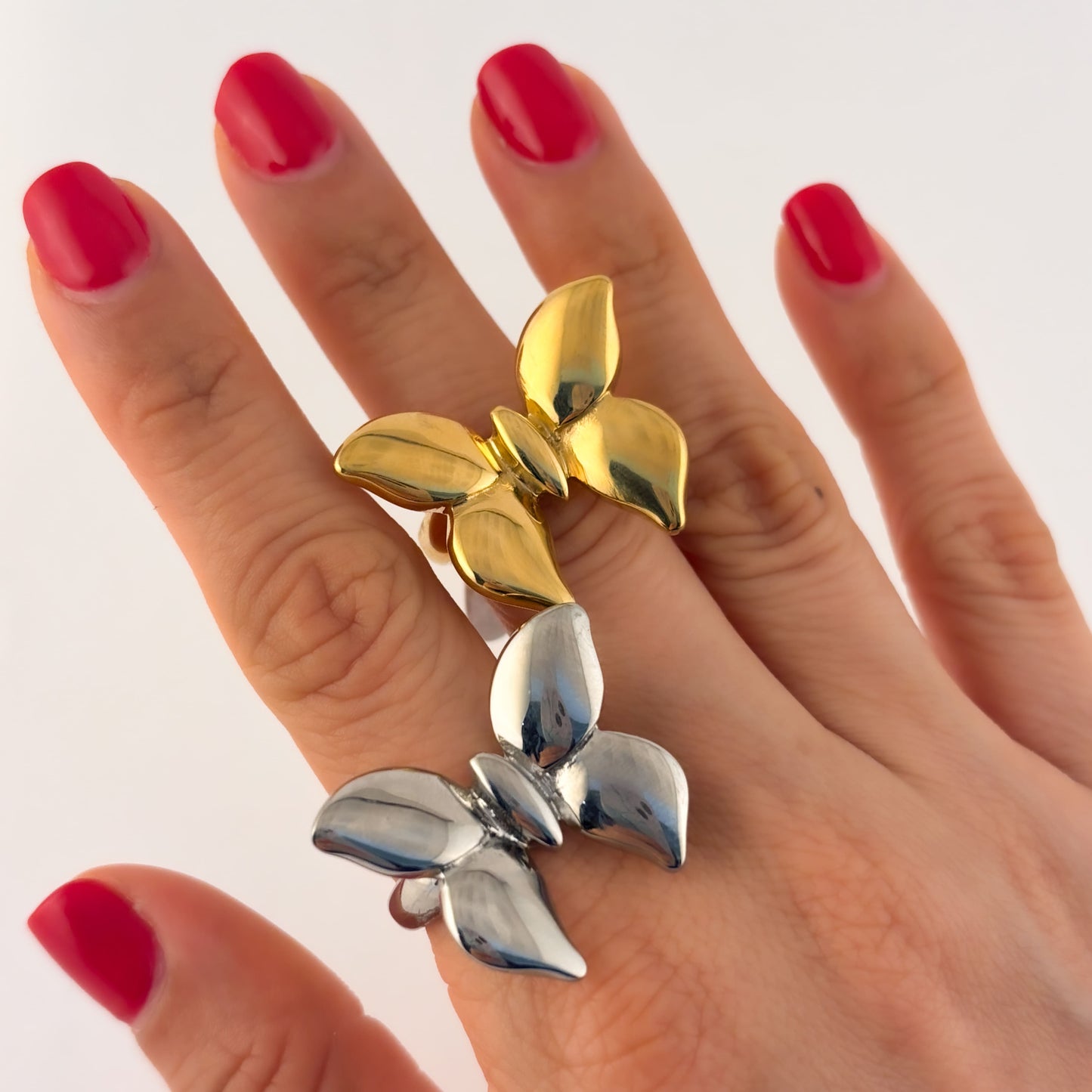 Anillo acero premium mariposa