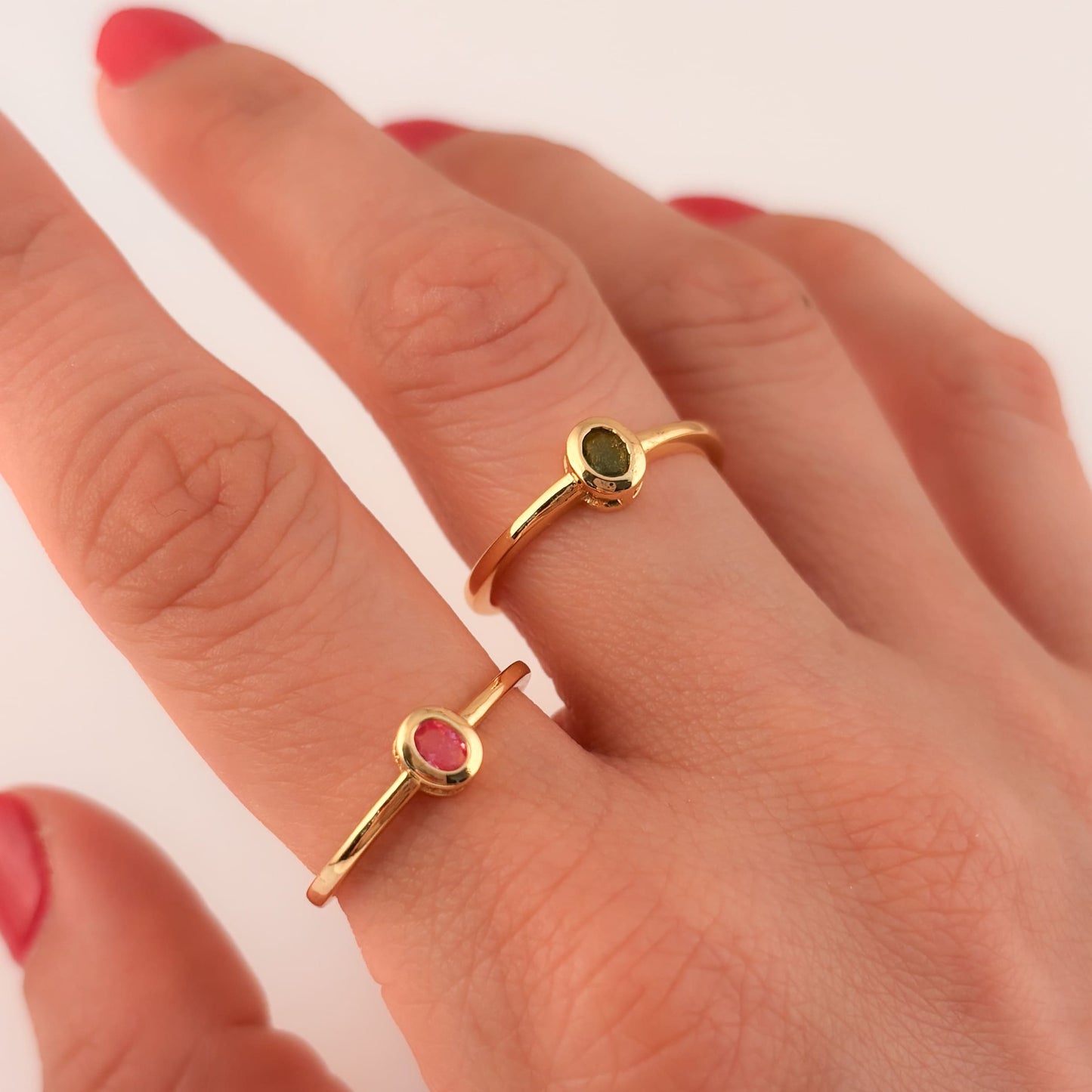 Anillo chapa de oro ajustable cristal