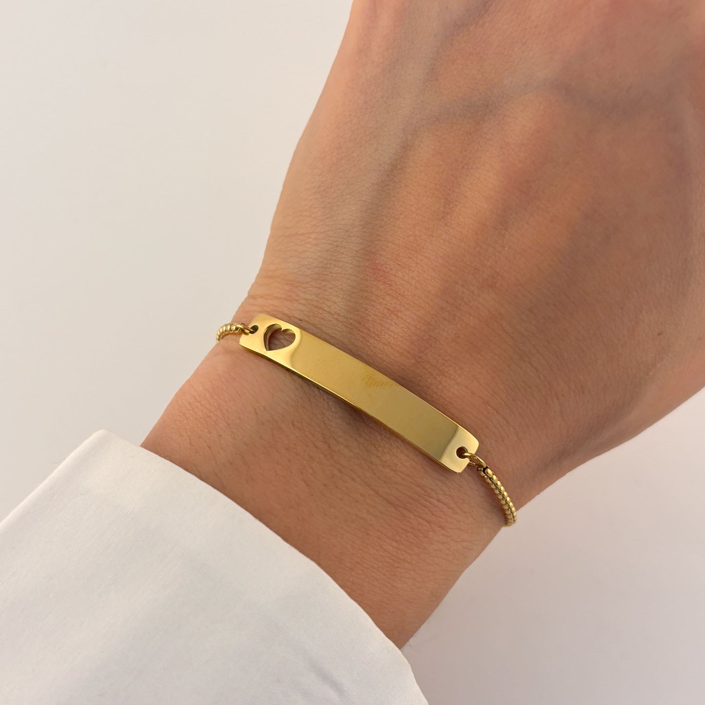 Pulsera acero inoxidable esclava ajustable corazón
