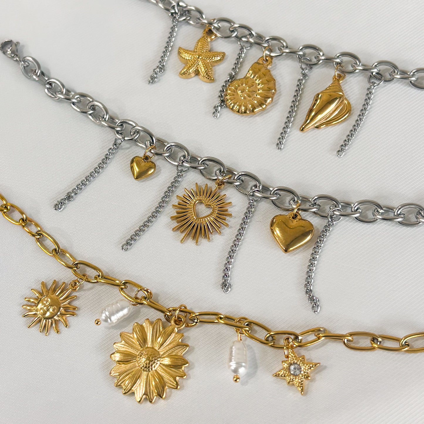 Pulsera charms colgantes acero inoxidable