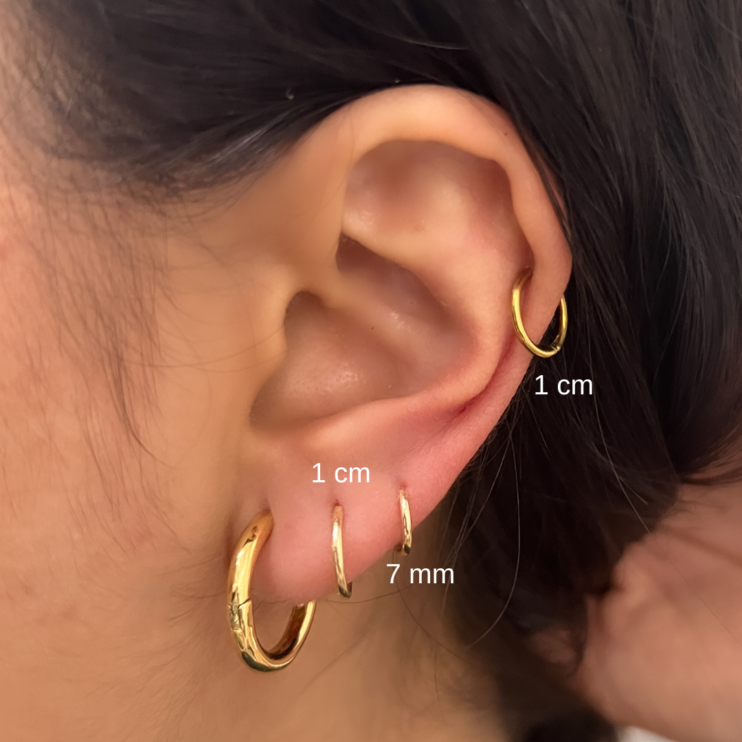 Argolla piercing oro de 10k ¡Elige el tamaño!