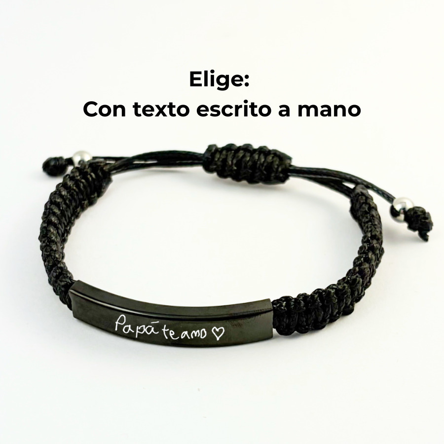 Pulsera para hombre hilo ajustable placa acero inoxidable -Regalo día del padre