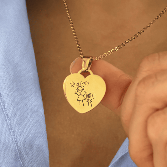 Collar personalizado dije corazón con grabado láser dibujo regalo día de las madres