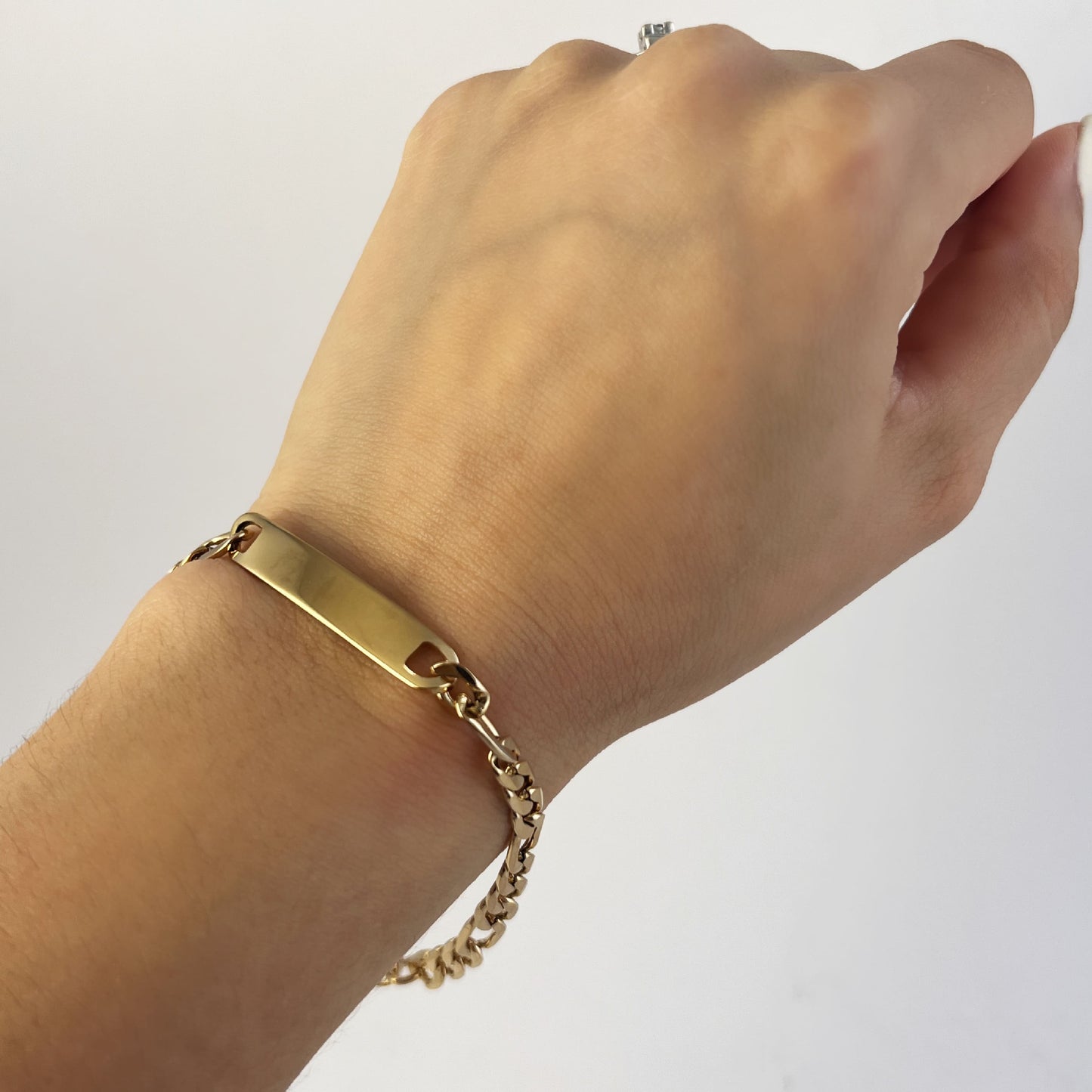 Pulsera Esclava acero inoxidable dorado tejido 3x1 para dama 18 cm