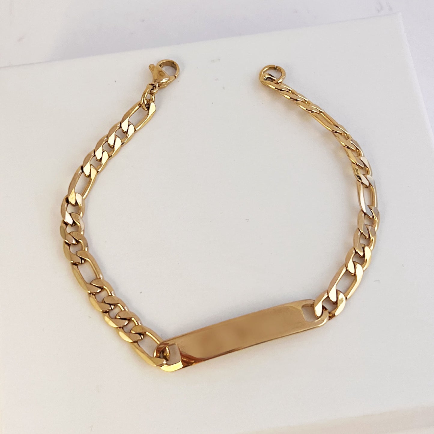 Pulsera Esclava acero inoxidable dorado tejido 3x1 para dama 18 cm