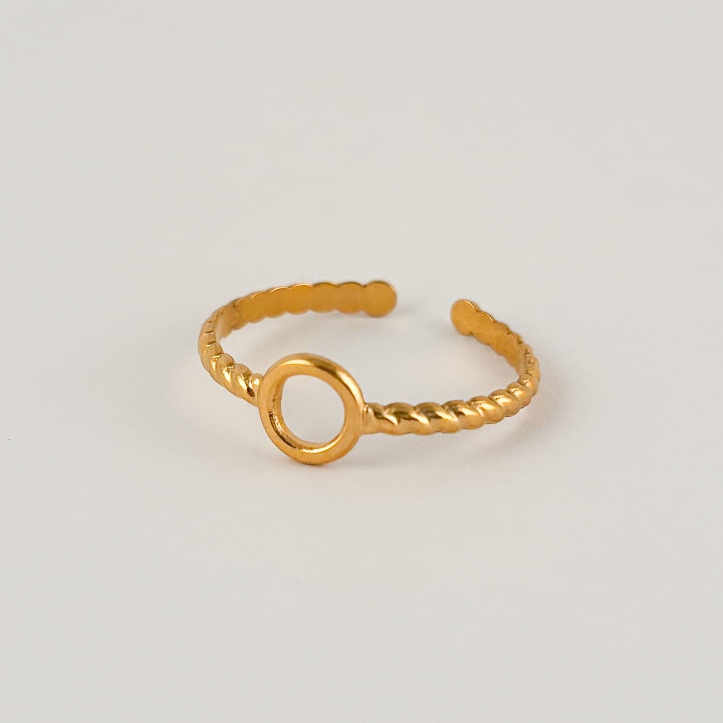 Anillo acero inoxidable ajustable trenzado aro dorado