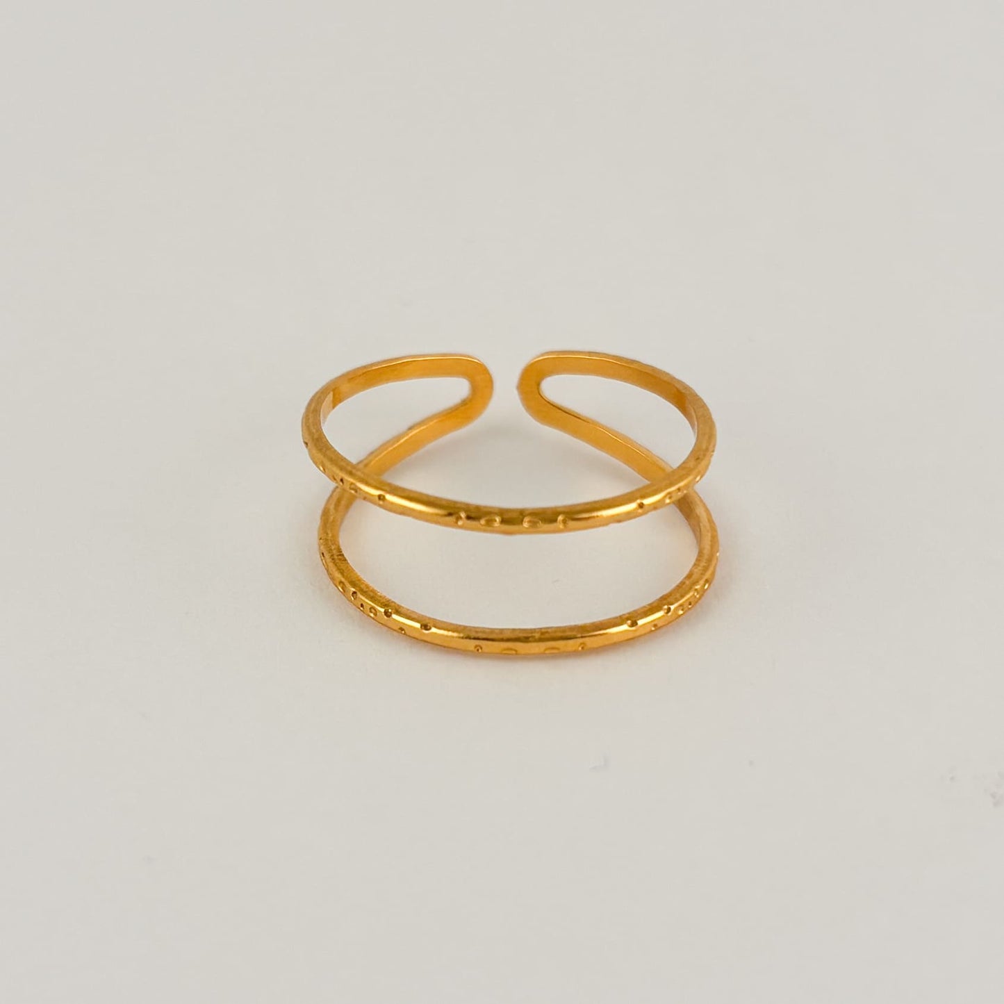 Anillo acero inoxidable ajustable doble delgado dorado