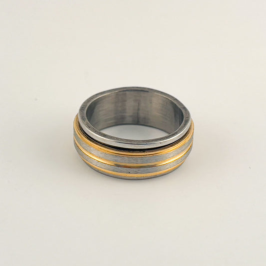 Anillo argolla acero inoxidable bicolor anti ansiedad