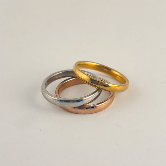 Set de anillos tricolor acero inoxidable