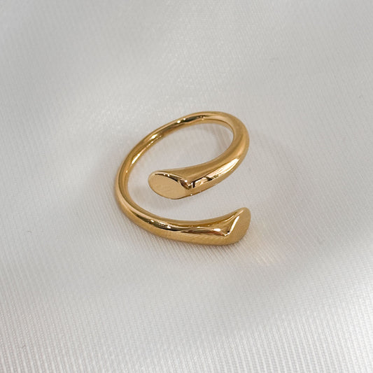 Anillo acero inoxidable bambú abierto dorado