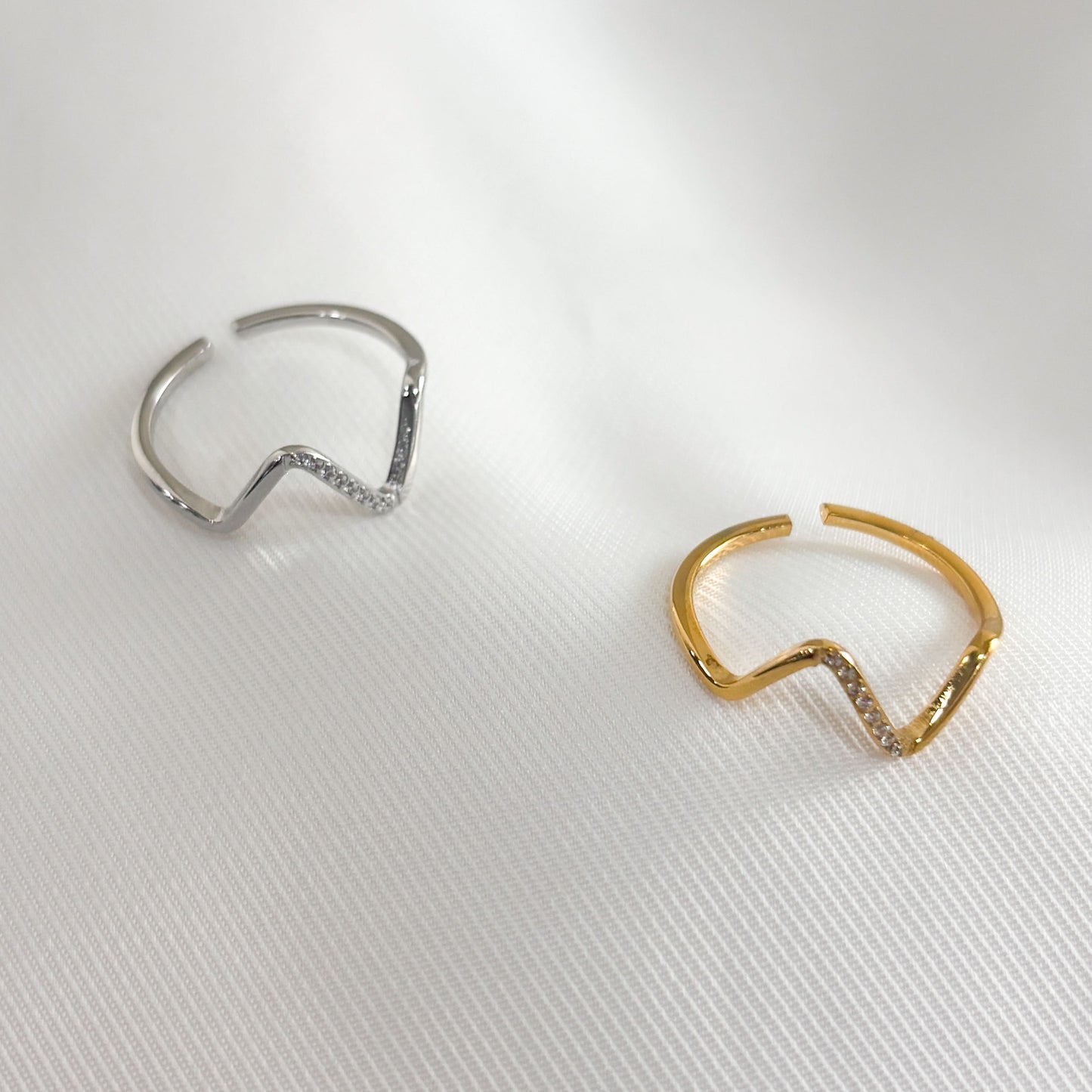 Anilo delgado acero inoxidable zig zag zirconias