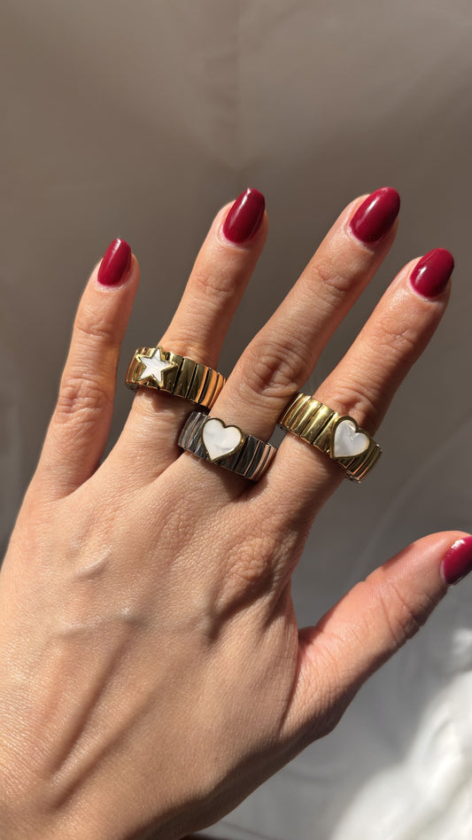 Anillo acero inoxidable extensible madre perla talla min #7