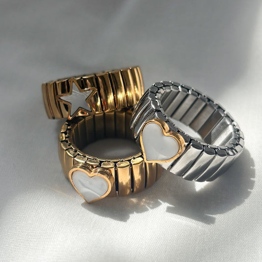 Anillo acero inoxidable extensible madre perla talla min #7