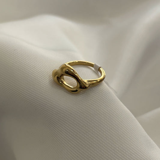 Anillo acero inoxidable mancha dorado