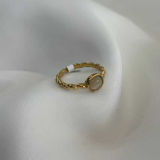 Anillo acero inoxidable soga ojo de gato