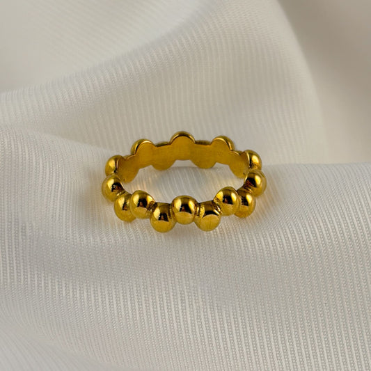 Anillo acero inoxidable burbujas dorado