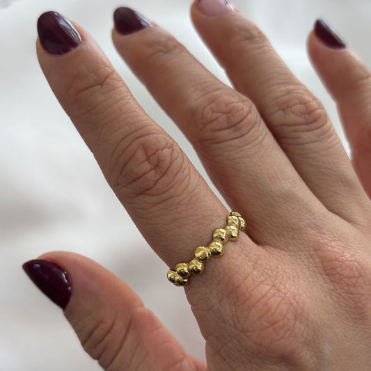 Anillo acero inoxidable burbujas dorado