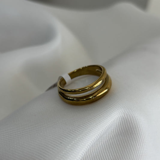 Anillo acero inoxidable doble liso dorado