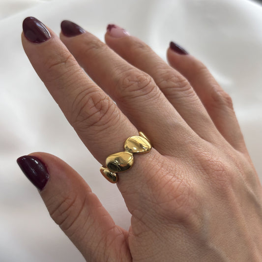 Anillo acero inoxidable beans dorado #7