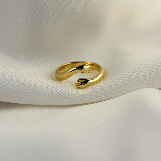 Anillo abrazo acero inoxidable dorado ajustable