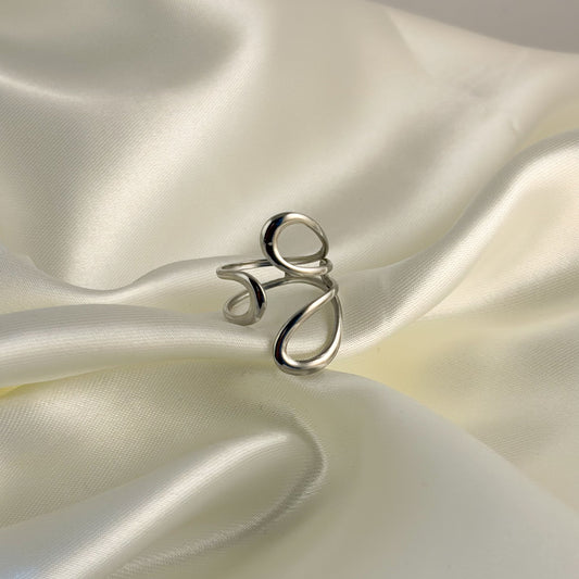 Anillo acero inoxidable ajustable pétalos