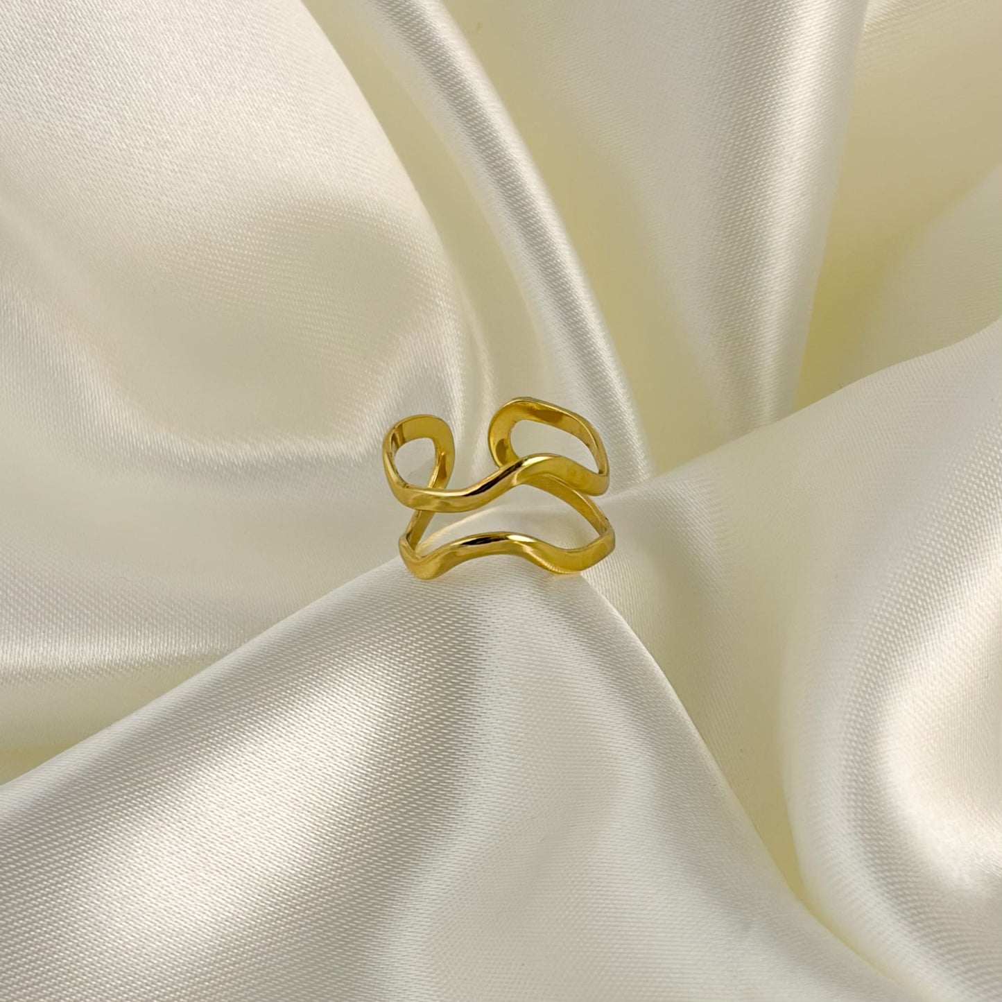 Anillo acero inoxidable doble irregular