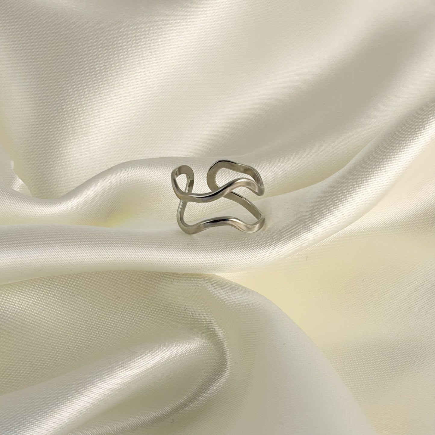 Anillo acero inoxidable doble irregular