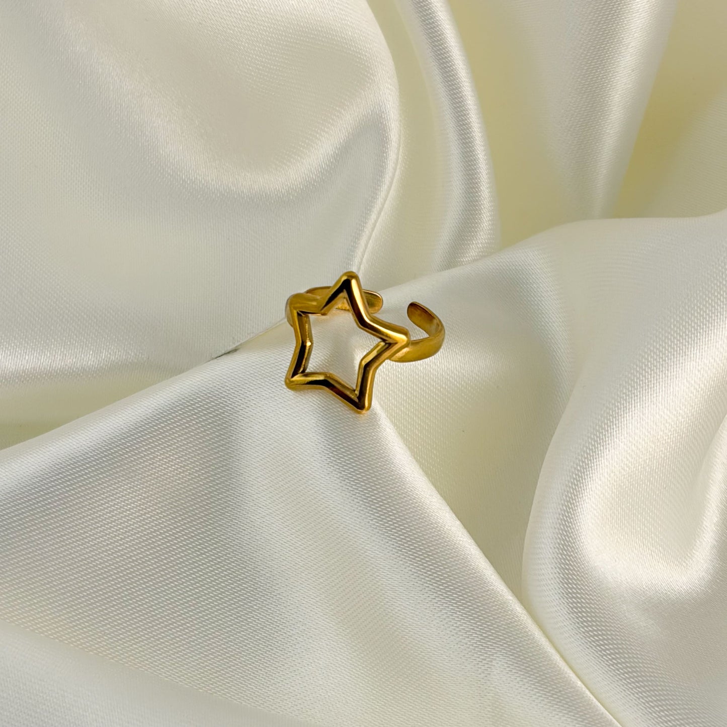 Anillo acero inoxidable estrella ajustable