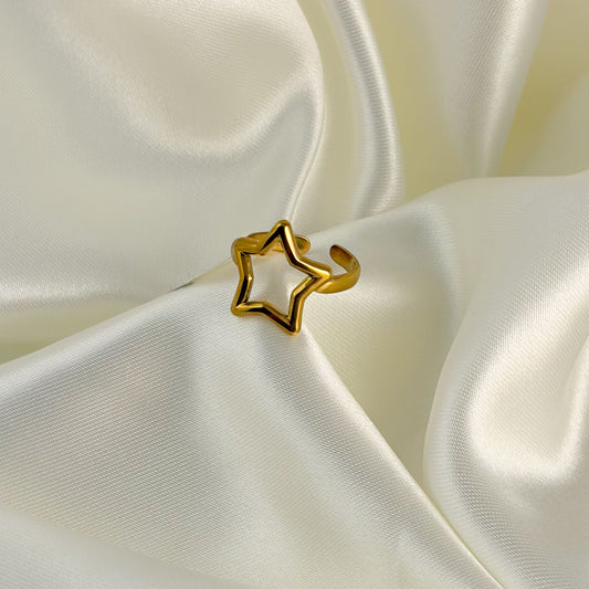 Anillo acero inoxidable estrella ajustable