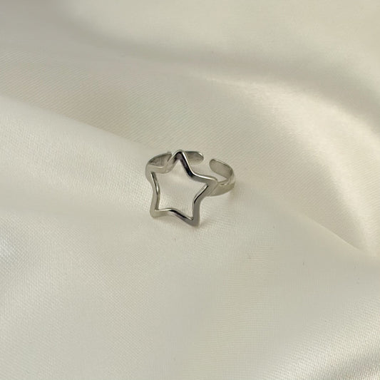 Anillo acero inoxidable estrella ajustable