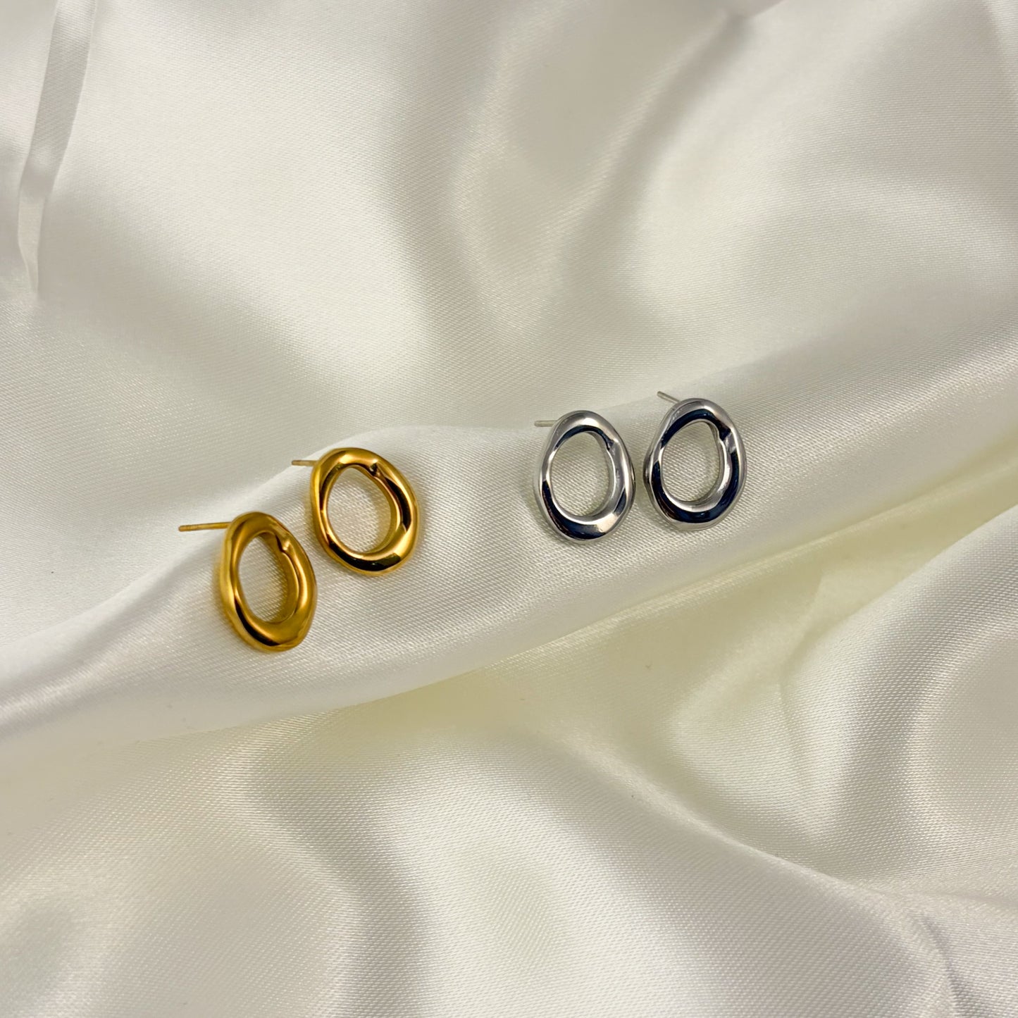 Aretes aro irregular acero inoxidable