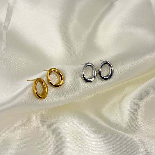 Aretes aro irregular acero inoxidable