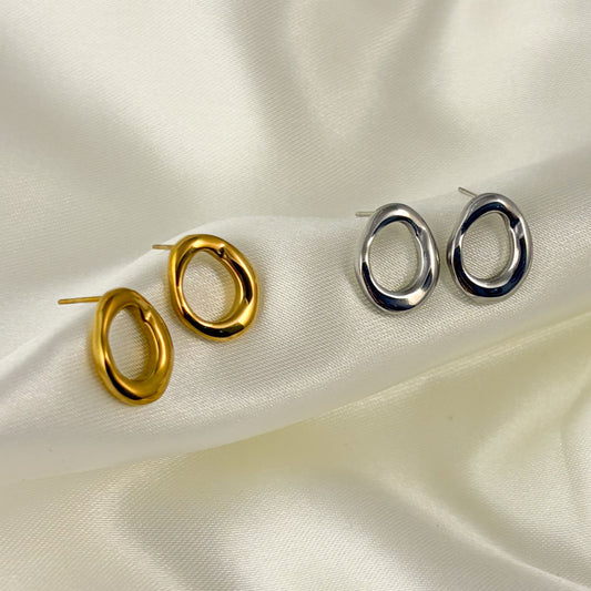 Aretes aro irregular acero inoxidable