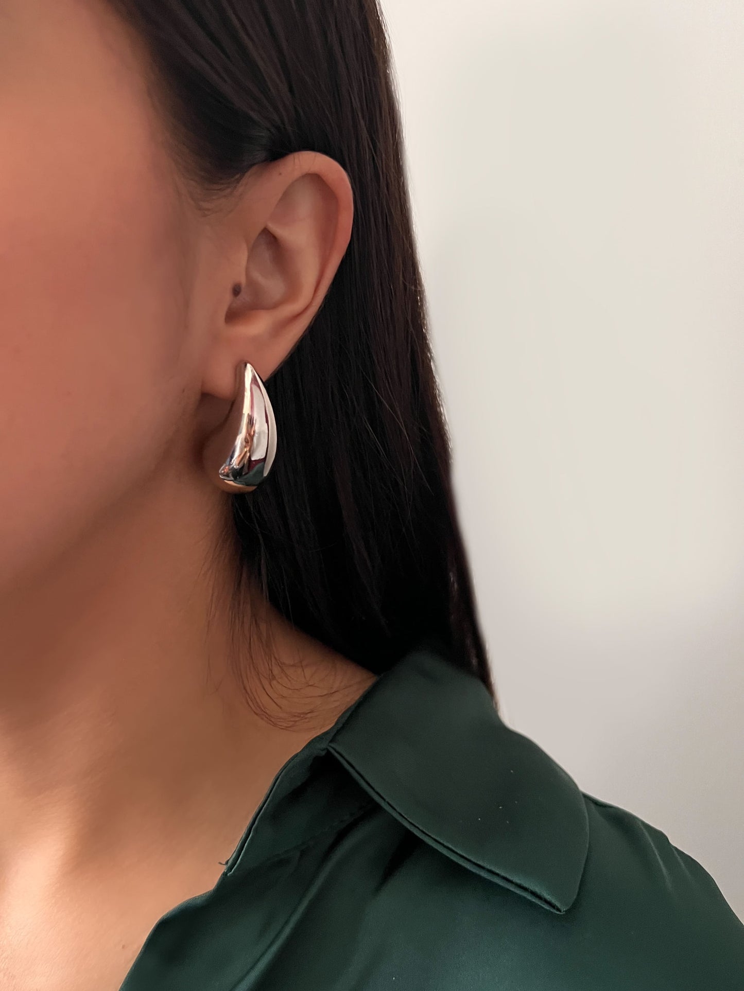 Aretes gota grande acero inoxidable 3 cm plateado