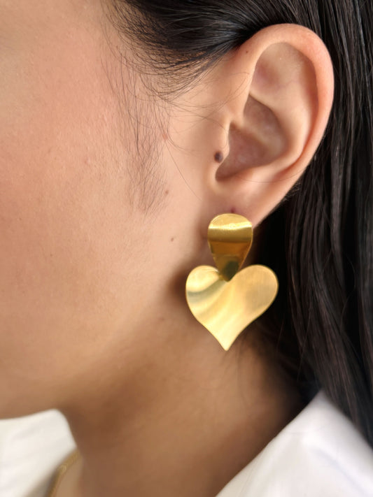 Aretes acero inoxidable dorado corazón