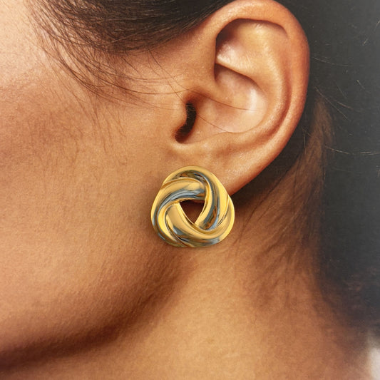 Aretes pegados acero inoxidable aros entrelazados