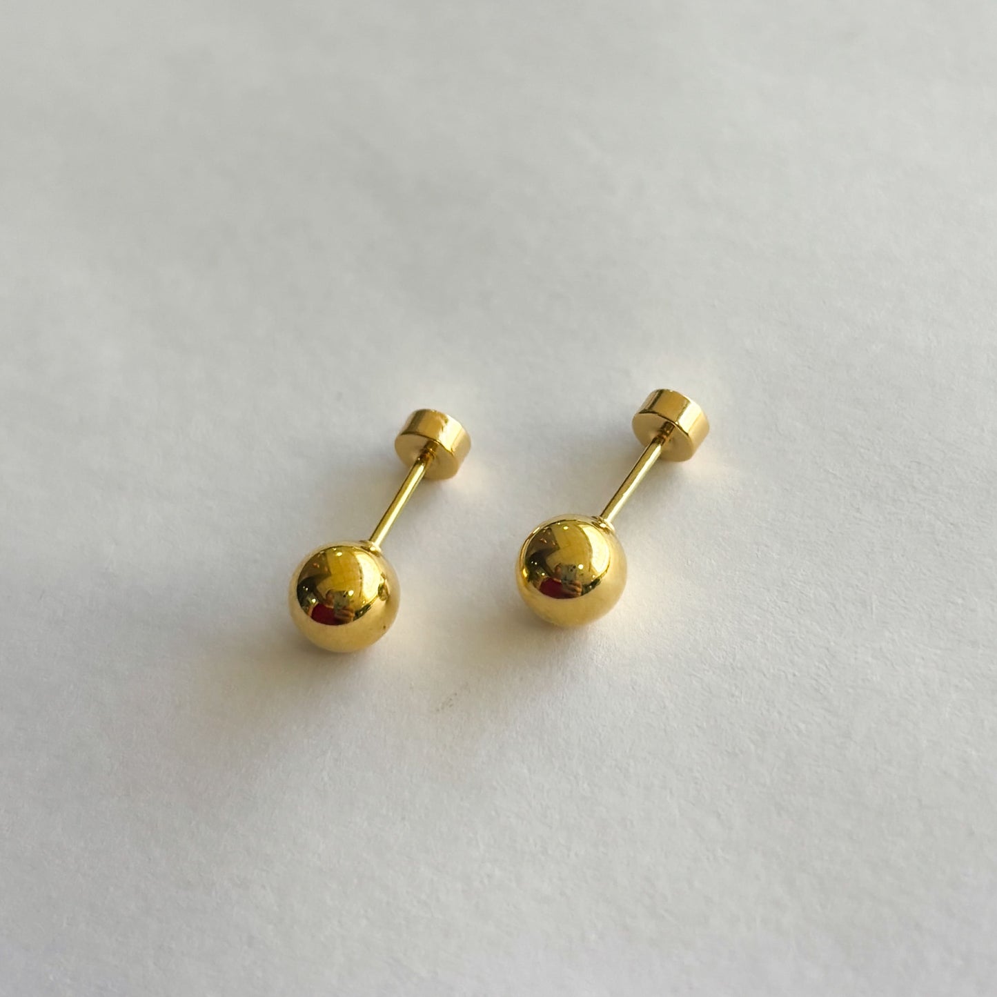 Broqueles bola acero inoxidable dorado 6 mm