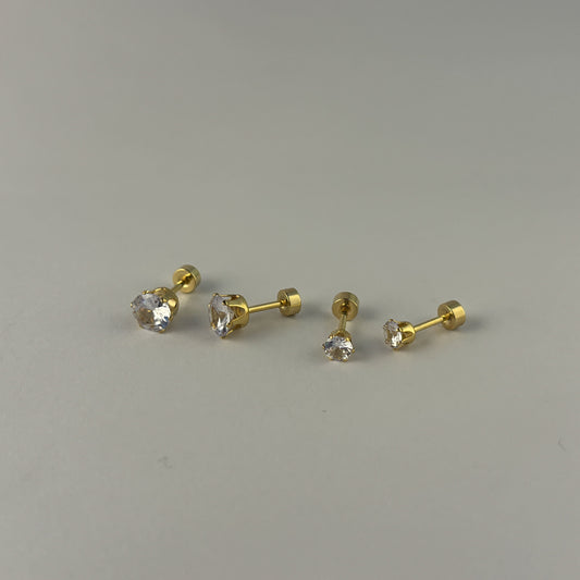 Broqueles zirconia acero inoxidable dorado