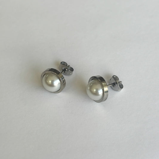 Broqueles perla acero inoxidable bisel